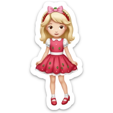 Strawberry shortcake human girl full body and legs with a strawberry barrette on her hair without a cake sticker