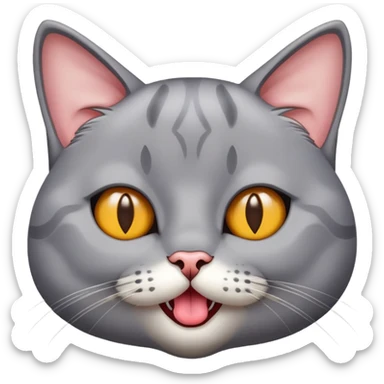 Grey cat cross eyed with tongue out sticker