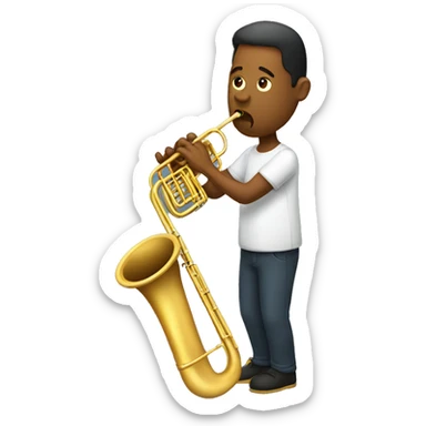 Man playing  a trombone horn sticker