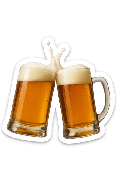 2 drink che fanno brindisi di birre senza mani realistiche sticker