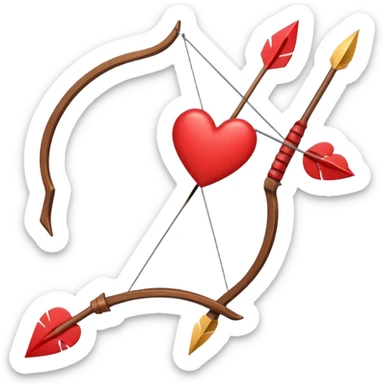 red bow and arrow with heart sticker
