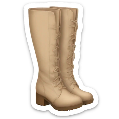 pair of beige chunky knee high boots sticker