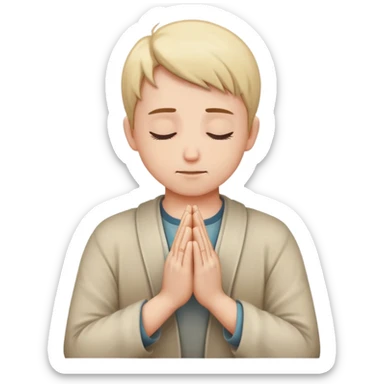 person praying, hands clasped in prayer sticker