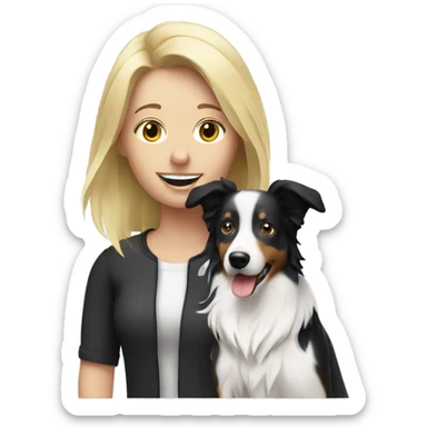Blonde woman with border collie dog sticker