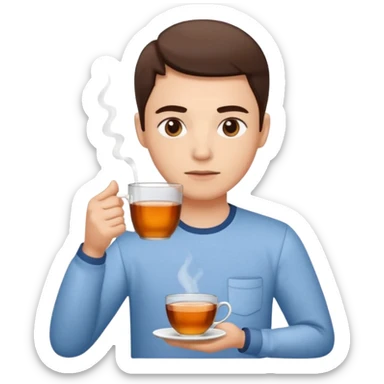 Emoji of somebody drinking tea and giving side eye sticker