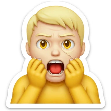 yellow emoji choking himself out in anger scary sticker