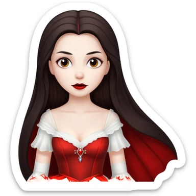 Bride of Dracula with long dark brown hair sticker