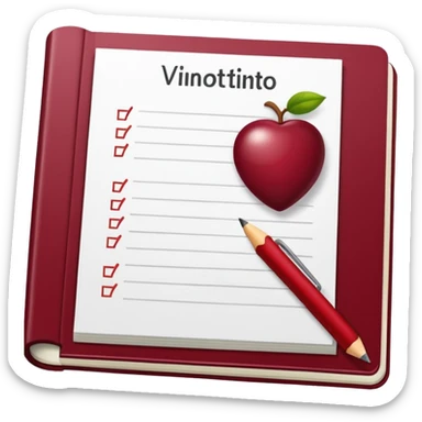 HAZ UN planificador de lista de objetivos en color vinotinto/rojo carmesí brillante, con hojas de cuaderno blancas (no agregues frutas ni nada de eso) https://imgproxy.attic.sh/insecure/f:png/plain/https://attic.sh/z0hvfdddapmiax935oa389bq0wzk  sticker