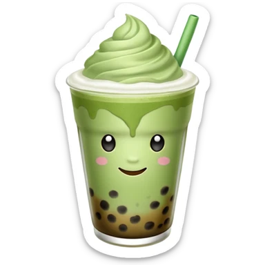 matcha latte with boba and ice without sticks for drinking and add a lil coffee  sticker