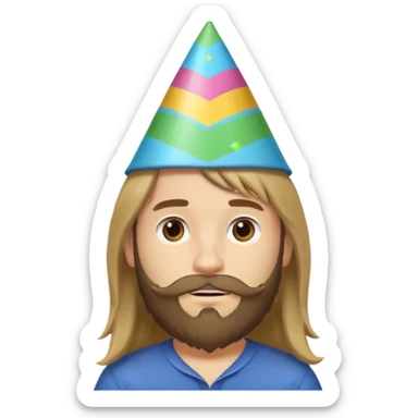 party hatted boy with long hair & bearded sticker