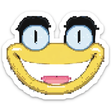 goofy cross-eyed face with big smile sticker