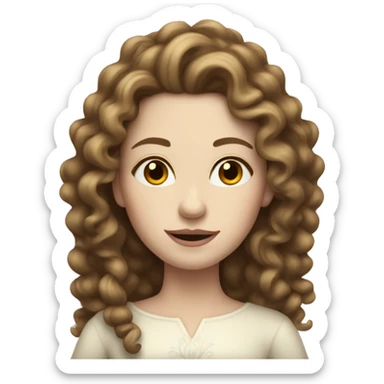 Queen with pale skin, long brown curly hair sticker
