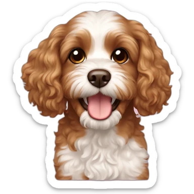 Cavapoo dog brown girl happy sticker