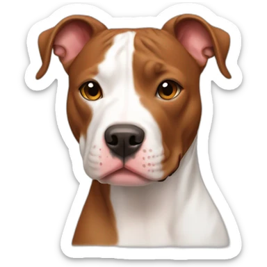 Pit bull mix with red hair and a white stripe on its face sticker