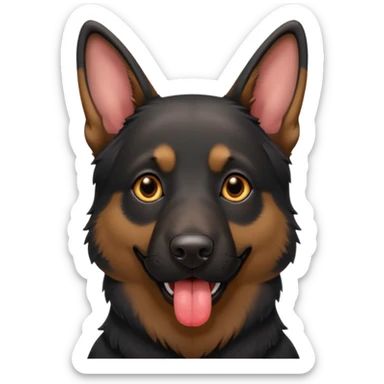 cartoon style dark German Shepherd dog with its tongue hanging out long sticker