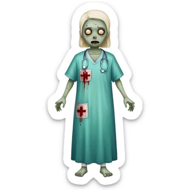 zombie hospital patient in hospital gown sticker
