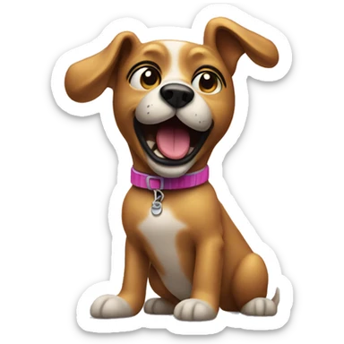 Dancing dog listening to 80s music sticker