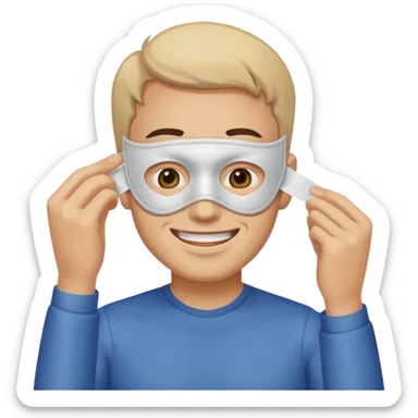 Un homme heureux qui enlève son masque de personne heureuse mais qui est malheureux au fond sticker