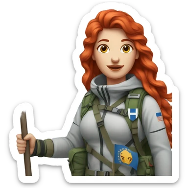 a red hair female on everest with greek flag sticker