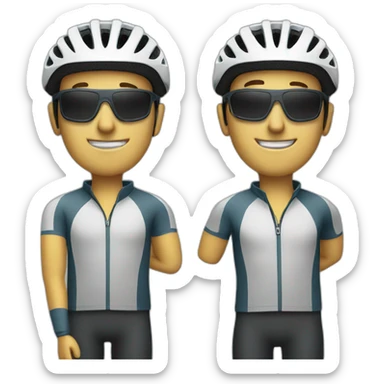 Man with cycling helmet with sunglasses sticker