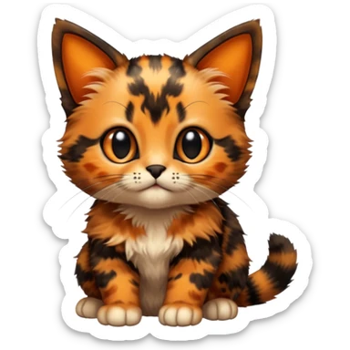A high-resolution photo-realistic digital illustration of a tortoiseshell kitten, chest upward sticker
