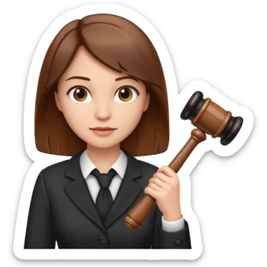 legal expert professional woman with brown hair holding a gavel confident expression sticker