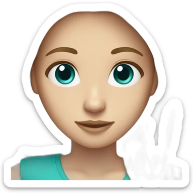 One white girl with long straight light brown hair and turquoise eyes sticker