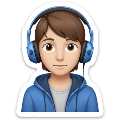 teenager with headphones listening to music sticker
