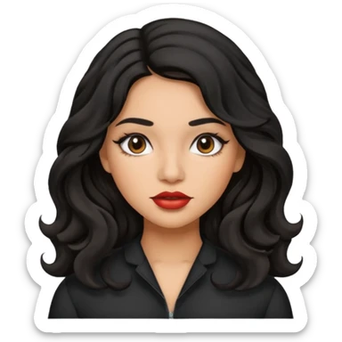 Latina girl with lip liner and black wavy hair sticker
