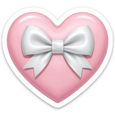 Light pink heart with white ribbon bow sticker