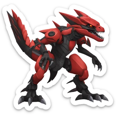  Cool Edgy Black Red Digimon-Fakemon-Guilmon-Velociraptor-Dragon-Mecha full body sticker