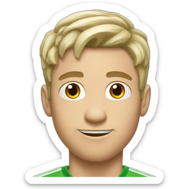young white man with short hair goofy soccer player sticker
