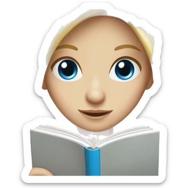 long blonde hair blue eyed girl reading  sticker