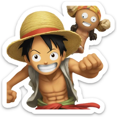 luffy dancing with Usopp on his shoulder  sticker