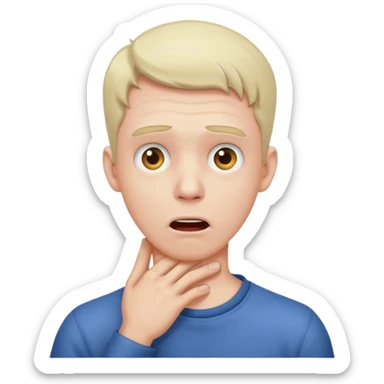 man holding his neck, surprised face sticker