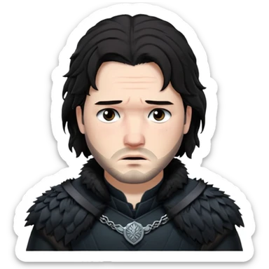 Jon Snow Sad from Games of throne character face only younger sticker