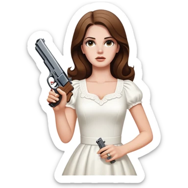 Lana Del Rey white dress holding a pistol  sticker