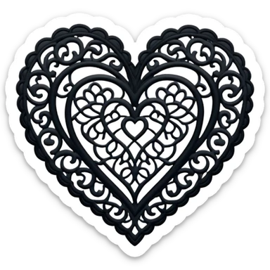 Black lace heart sticker