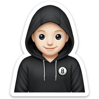 8 ball face in hoodie ￼ sticker