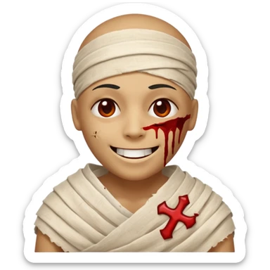halloween mummy smiling without teeth and with blood stains sticker