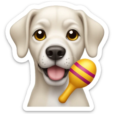 a dog giving a side eye holding maracas  sticker