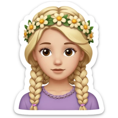 white girl 10 blonde braids full braided hair  sticker