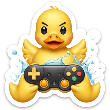 Rubber ducky angrily button smashing video game controller playing video game sticker