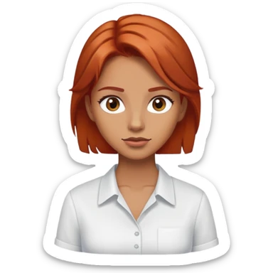 Blanca, pelinegra, ojicafe, camisa blanca  sticker