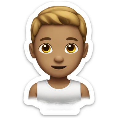 boy with light skin and a brown middle part with a goat body sticker