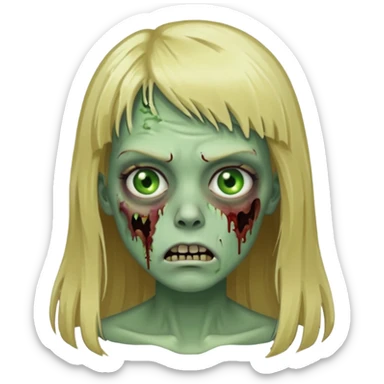 Zoombie de cabelo loiro longo de franja quadrada  sticker