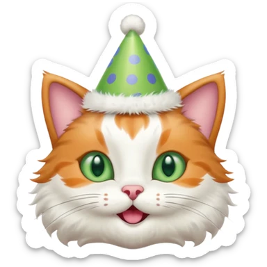 happy cat with an oversized polka dot birthday hat sticker
