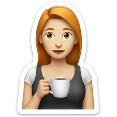 Ginger straight mildly hair woman drinking coffee  sticker