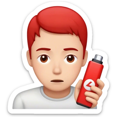 Red Low battery next to a tired person’s face sticker