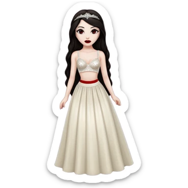 Bride of Dracula with long dark brown hair, ivory sequin bra, ivory sequin long skirt sticker